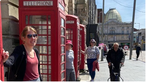 Red telephone boxes in Blackpool
